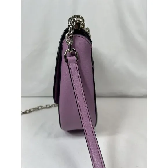 KATE SPADE NEW YORK MEDIUM‎ CHAIN SADDLE BAG ROBYN EXOTIC PINK MAUVE - Picture 4 of 16